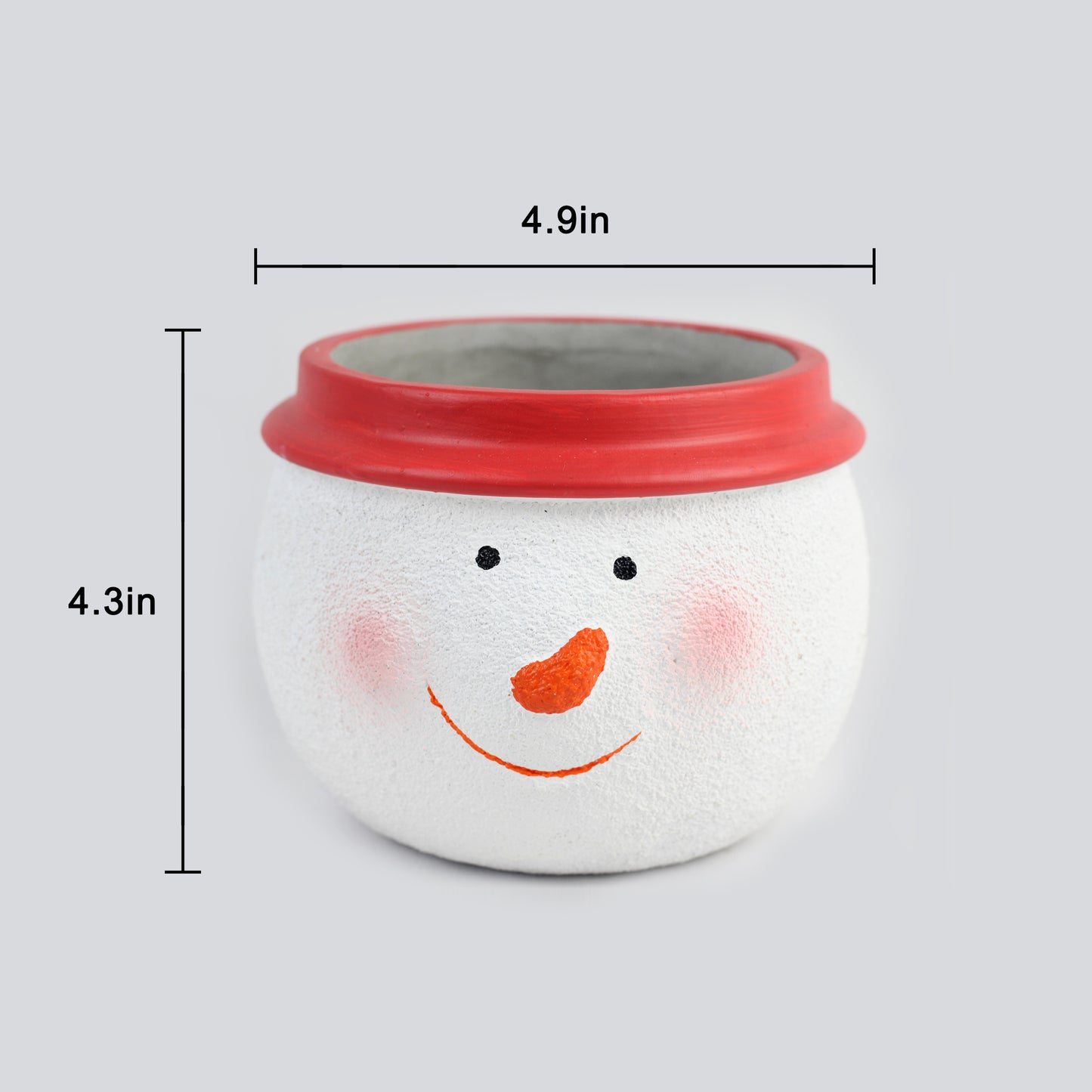 Santa or Snowman Christmas Planter – Single Piece – Festive Cement Holiday Pot