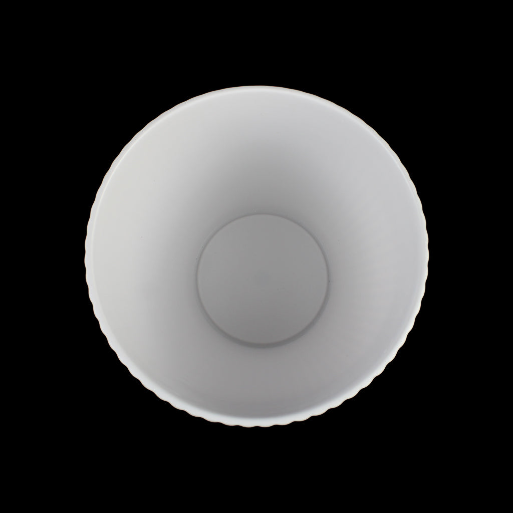 Set of 3 Tapered Ribbed Melamine Planters, Matte White Indoor Plant Pots (7.2", 5.3", 4.0")