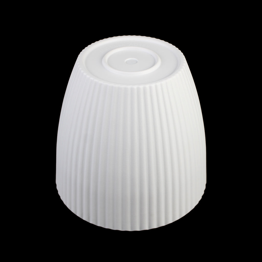 Set of 3 Tapered Ribbed Melamine Planters, Matte White Indoor Plant Pots (7.2", 5.3", 4.0")