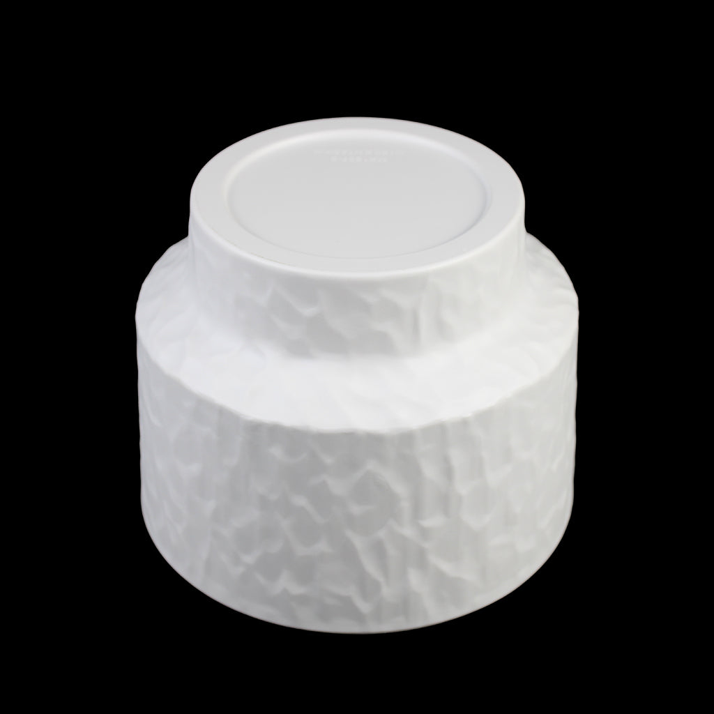 Set of 3 Textured Melamine Planters with Pedestal Base, Matte White Indoor Plant Pots (7.5", 6.5", 5.5")
