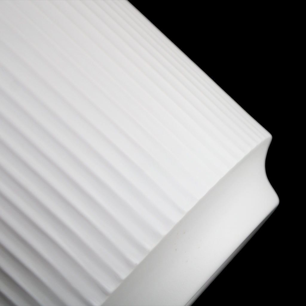 Set of 3 Ribbed Melamine Planters with Footed Base, Matte White Indoor Plant Pots (8", 6.5", 4.9")