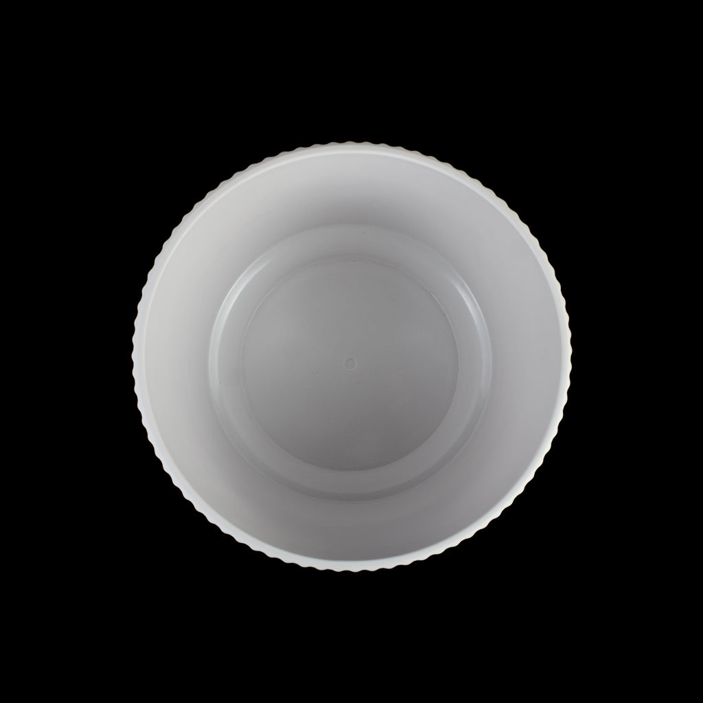 Set of 3 Ribbed Melamine Planters with Footed Base, Matte White Indoor Plant Pots (8", 6.5", 4.9")