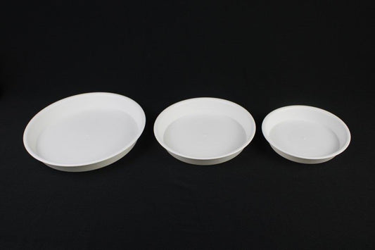 3-Piece White Plastic Decoration Plate Round Set