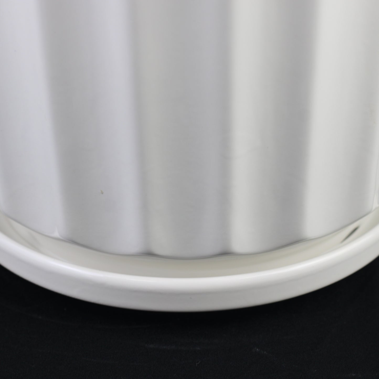 3-Piece White Ceramic Planter Pot Set with Fluted Design & Saucers