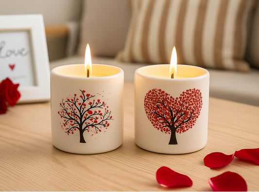 Romantic Tree Ceramic Scented Candle Set – Love Edition (set of 2pcs)