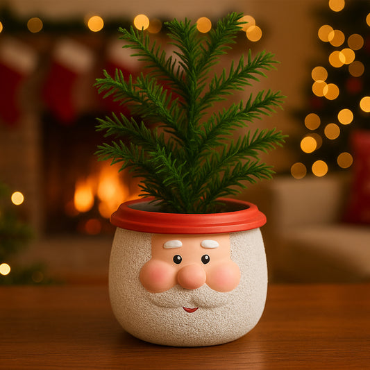 Santa & Snowman Concrete Holiday Pot – Planter or Votive