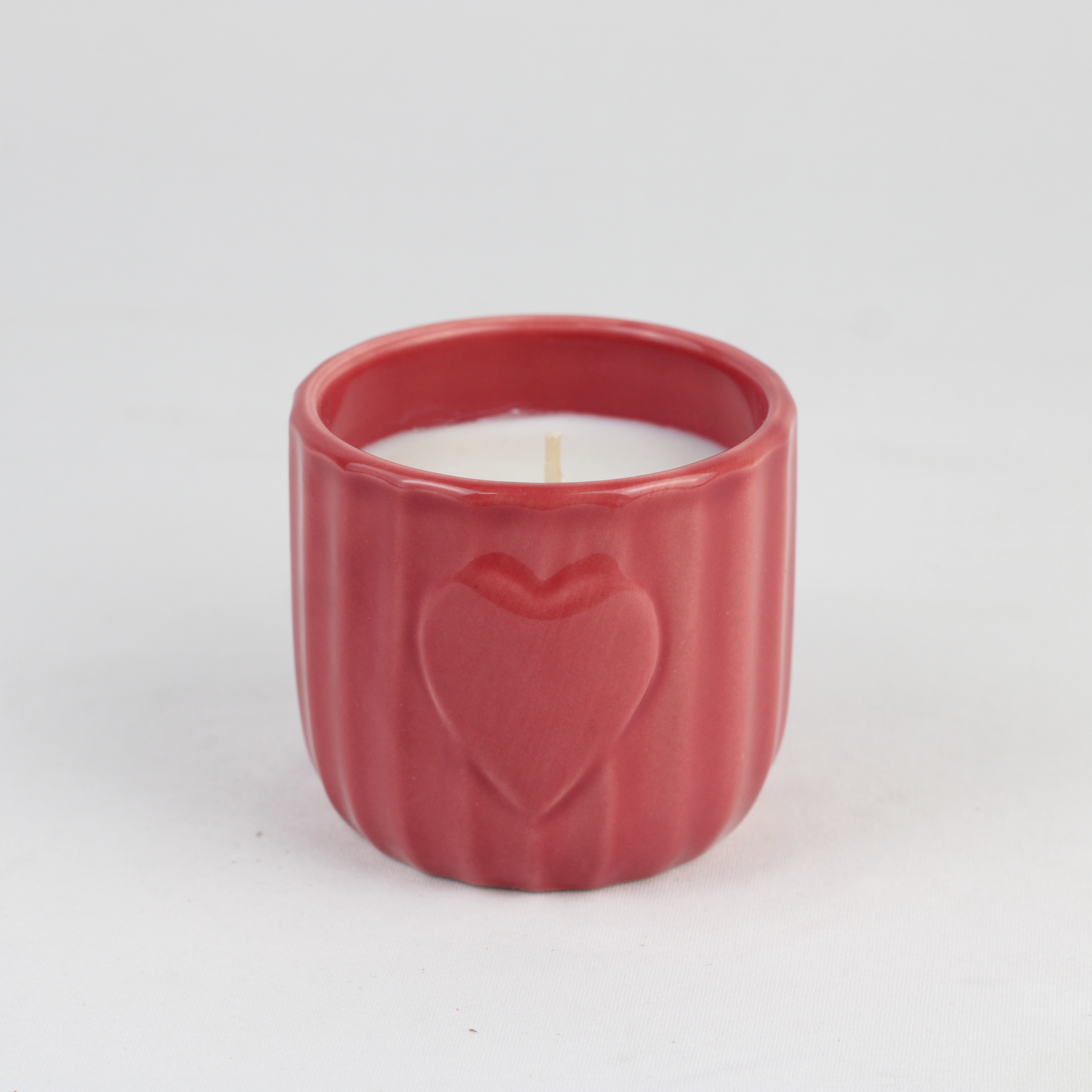 Embossed Heart Ceramic Scented Candle Set – Blush & Scarlet