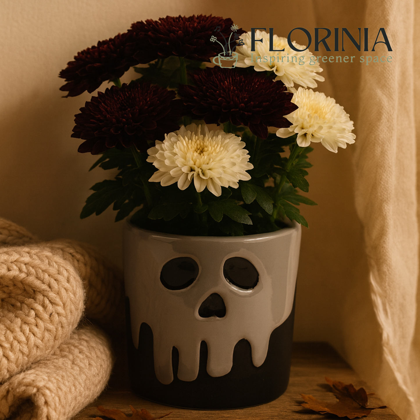 Halloween Skull Drip Ceramic Flower Pot (dual-purpose)