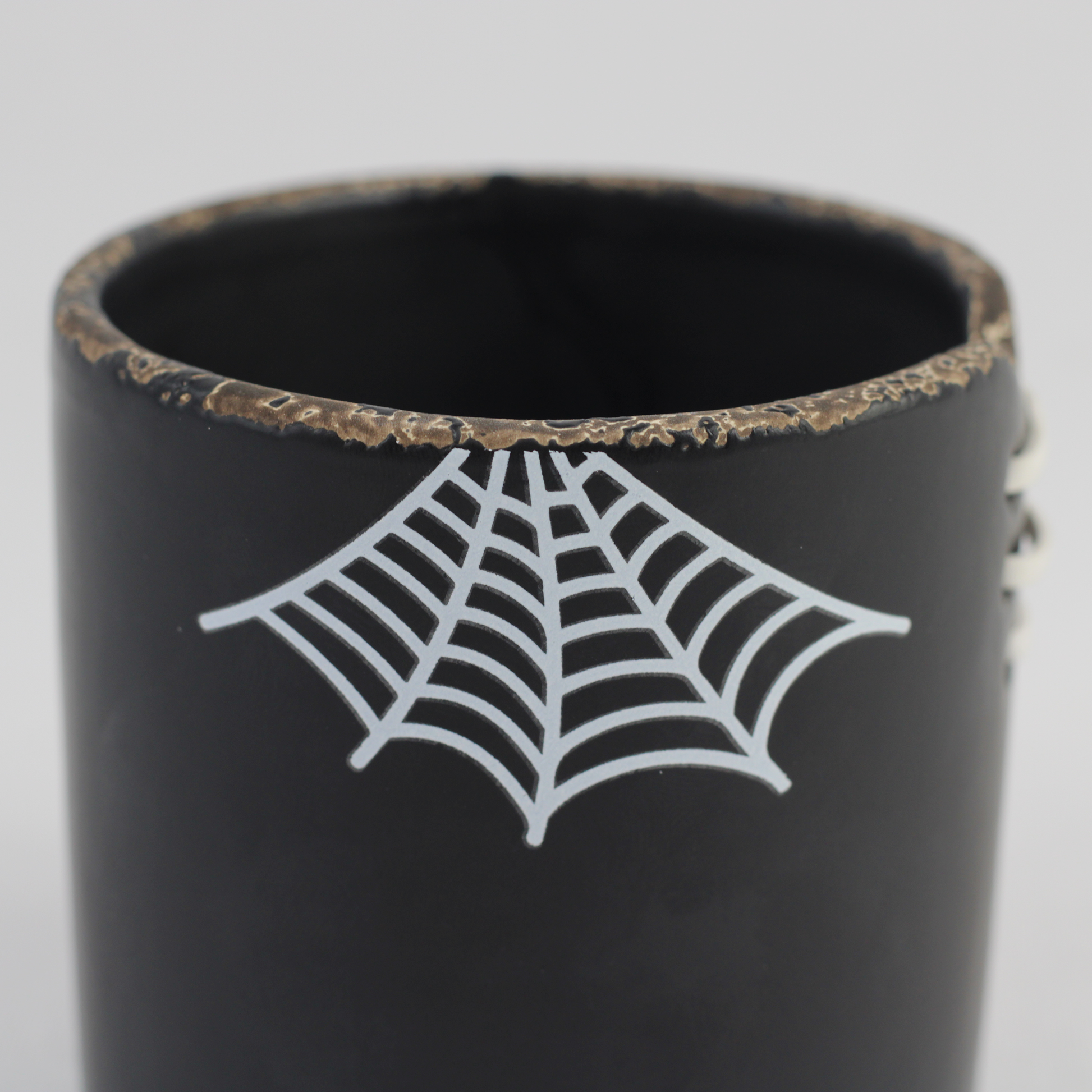 Spiderweb Stitch Ceramic Pot – Halloween Planter or Votive
